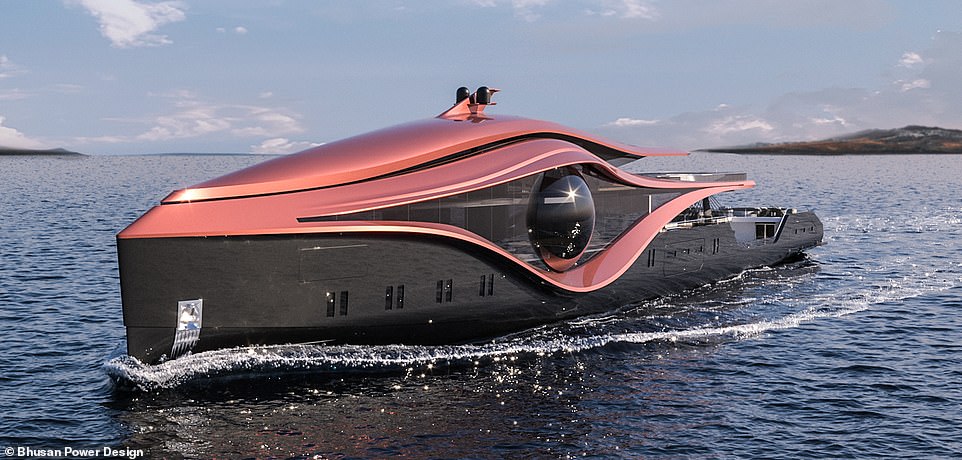 Pictured: The £480m superyacht inspired by a BLACK HOLE that features a massive glass viewing dome