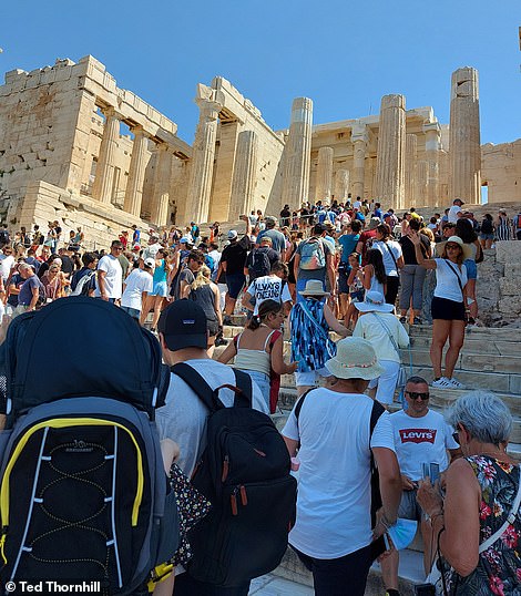 Greece is the word – for hordes of tourists! Photos reveal the reality of a peak-season break there