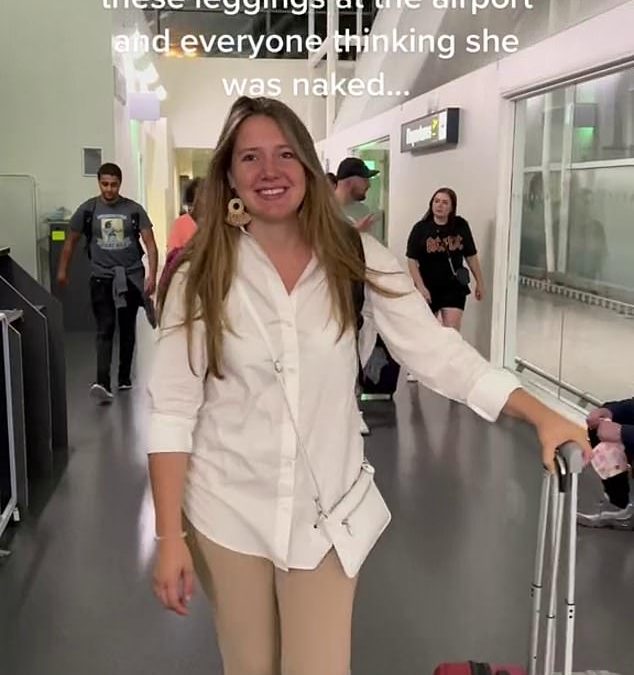 Traveller is spotted wearing an ‘unfortunate’ outfit at the airport that made her look nude