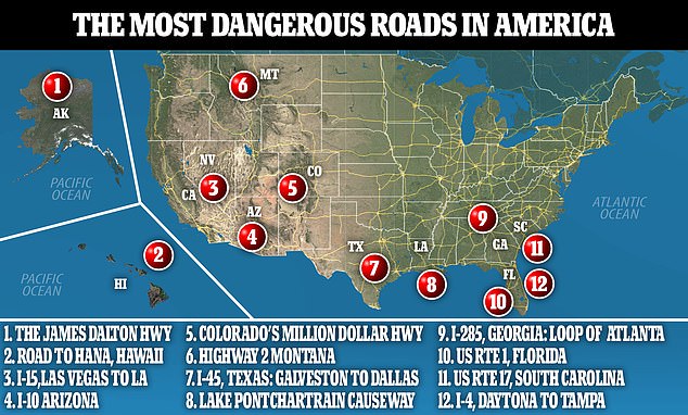 The most dangerous roads in America revealed from Florida to Alaska