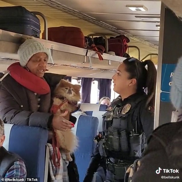 Moment two are kicked off Amtrak after their Pomeranian was ‘barking and pooping’