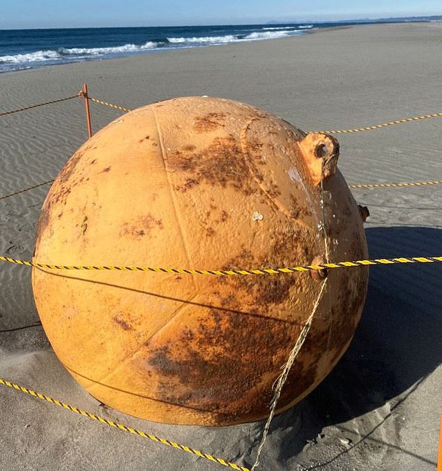 Mysterious giant metal sphere washes up in Japan – prompting authorities to shut down beach 