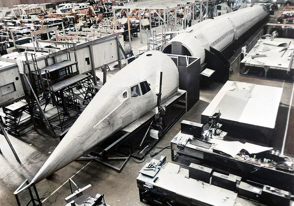Birth of a legend: Fascinating colourised photos released of Concorde being built and unveiled to the public to mark the plane’s first non-stop transatlantic flight at over 900mph