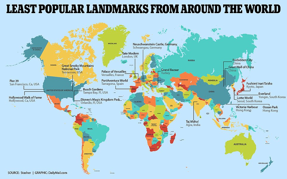 Fascinating map reveals WORST-rated tourist sights across the globe – and the results may surprise you