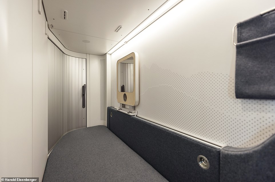 Pictured: The amazing ‘pod’ cabins for solo travellers available on sleek new European sleeper trains from this December