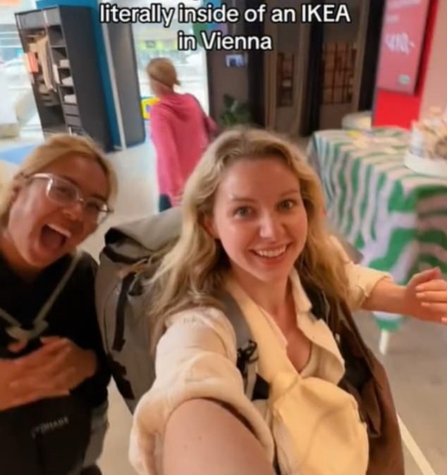 Canadian traveler is left stunned after arriving at Austrian hostel to discover it was located INSIDE an IKEA store – and even boasted a rooftop bar on the top floor
