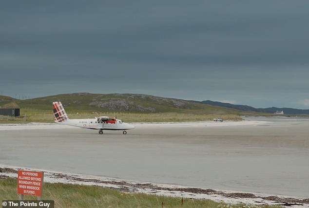 I landed on a beach! Travel expert investigates the remote airport runway in Scotland that DISAPPEARS twice a day with the tide