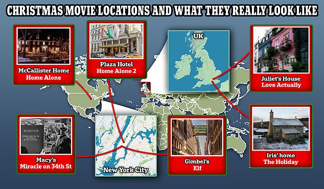 Images reveal what Christmas film locations REALLY look like year-round… and how they were transformed for festive fun