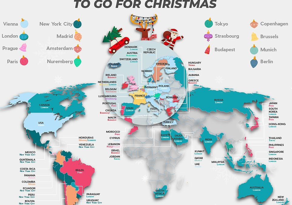 Where the world wants to spend Christmas: Fascinating map reveals it’s LONDON that’s No.1 overall (though Americans would prefer a festive break in Vienna)