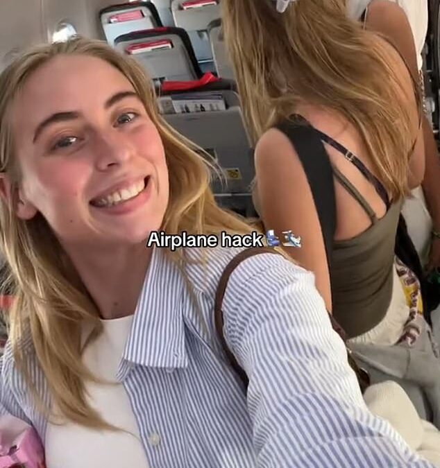 Airline passenger’s viral phone hack for watching in-flight entertainment sparks debate – as critics accuse her of being ‘wildly rude’