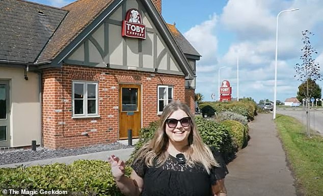 American couple try a Toby Carvery for the first time – declaring it ‘classier’ than U.S all-you-can-eat restaurants and their £9 meal ‘pretty tasty’ (but they do have issues with the beef…)