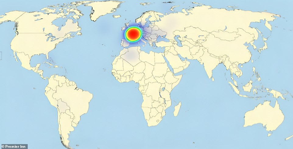 Fascinating ‘heat maps’ reveal where in the world Brits think famous landmarks are – and they find it easier to pinpoint the Eiffel Tower than BIG BEN
