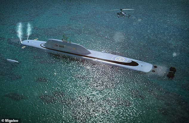Forget superyachts! World’s first super SUB features a swimming pool, wine cellar, and cinema and can hold 20 passengers underwater for four weeks – but it will set you back $2 BILLION