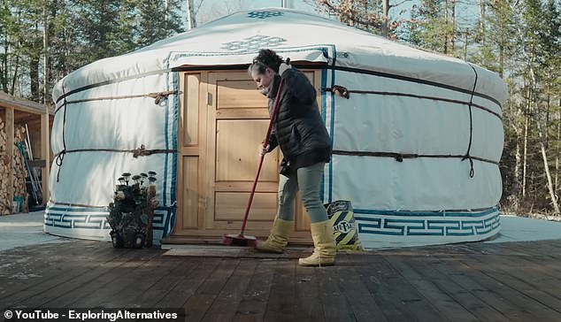 Canadian couple who ditched their brick and mortar home for an $18,000 20ft YURT with no plumbing claim it has changed their life ‘for the better’