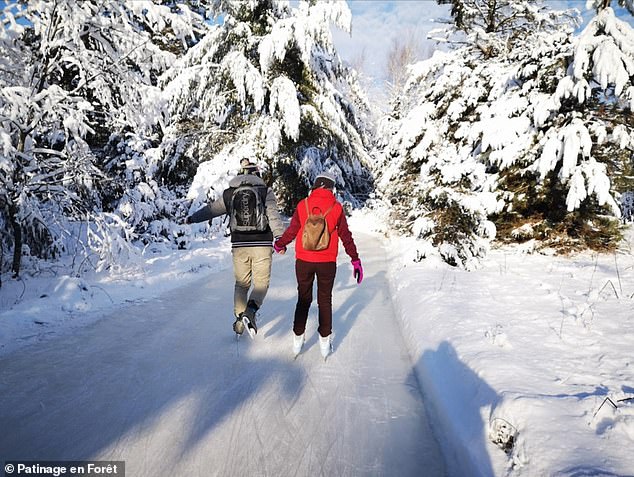 Pictured: The brrr-illiant natural ice-skating trails that meander magically through Canada’s forests (and one even has on-site reindeer)