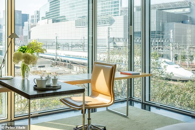A trainspotter’s fantasy! Inside the breathtaking hotel that overlooks Tokyo’s main bullet-train station (which is linked to the hotel by a secret underground passageway)