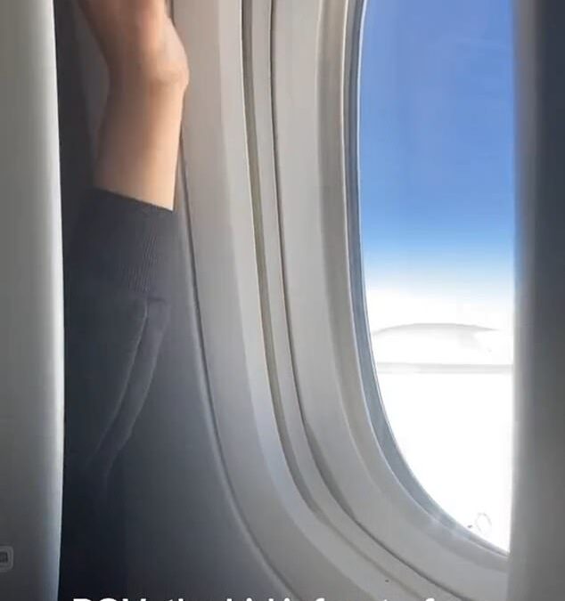Plane passenger sparks a heated etiquette debate after sharing video of herself battling a CHILD to keep their shared window shade open… so, who do YOU think was in the right?
