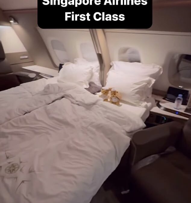 Footage of first class A380 ‘Suite’ on Singapore Airlines plane leaves social media users in shock, as people joke: ‘I feel exceptionally poor watching this’