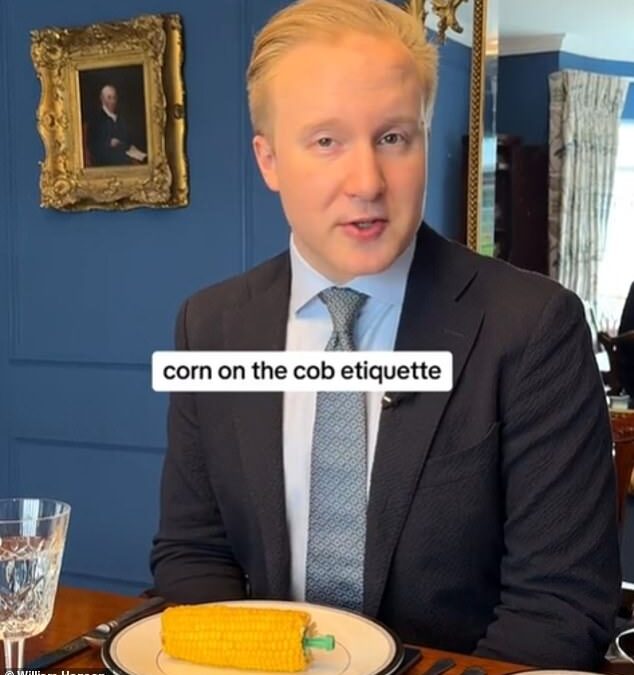 You’ve been eating corn on the cob all wrong! Etiquette expert William Hanson reveals that gnawing away at the vegetable ‘like a woodland critter’ is an absolute no-no