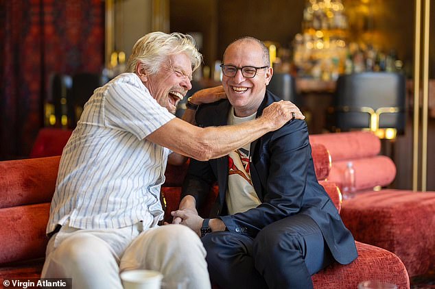 As Virgin Atlantic turns 40, founder Sir Richard Branson celebrates by wading fully clothed into one of his hotel pools – and shares some of his most memorable moments with MailOnline