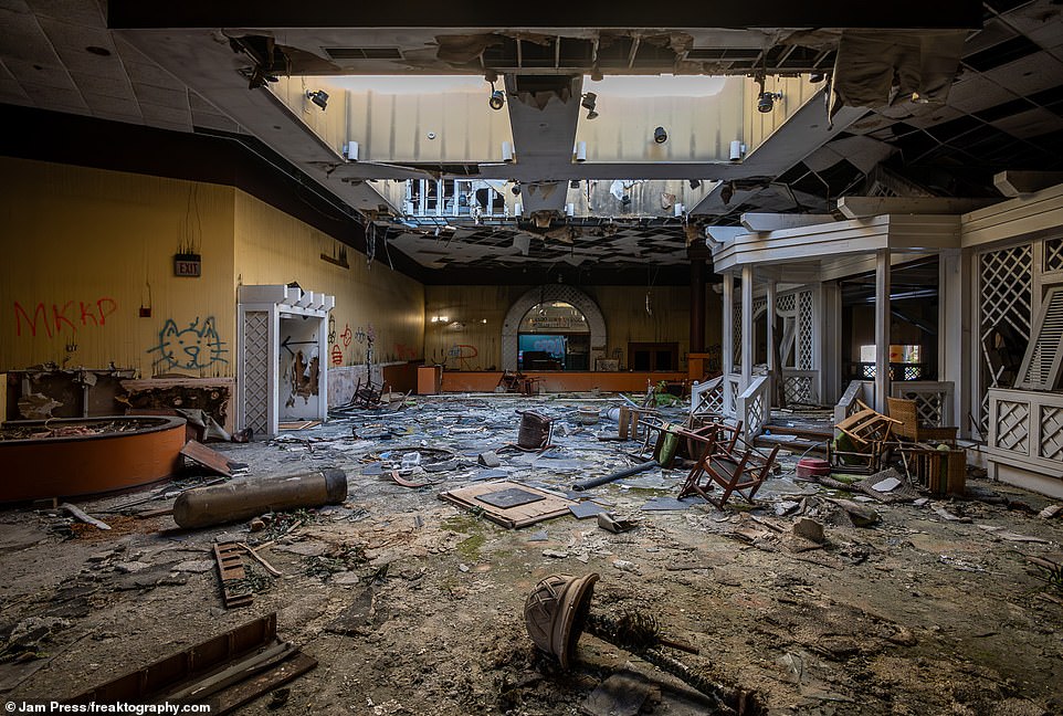 Haunting images reveal the crumbling remains of an abandoned luxury resort – where lavish rooms and once-stunning grounds were left to rot after tourists fled to nearby Disney