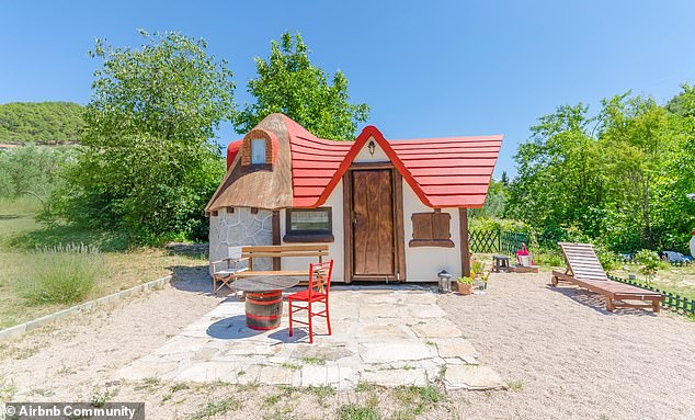 ‘Cutest place ever’: Tourists are bowled over by this fairytale village in Croatia, where guests sleep in tiny homes shaped like a castle, a mushroom and a pumpkin