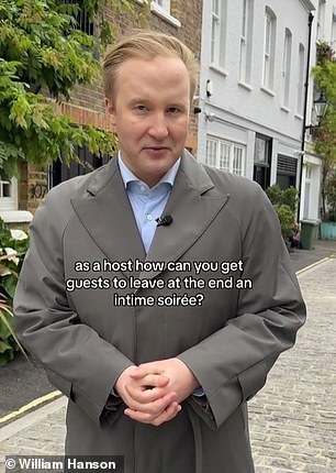 Etiquette guru William Hanson reveals how to persuade dinner party guests to leave… without causing offence (and yes, white lies about having to ‘work the next day’ are fine)
