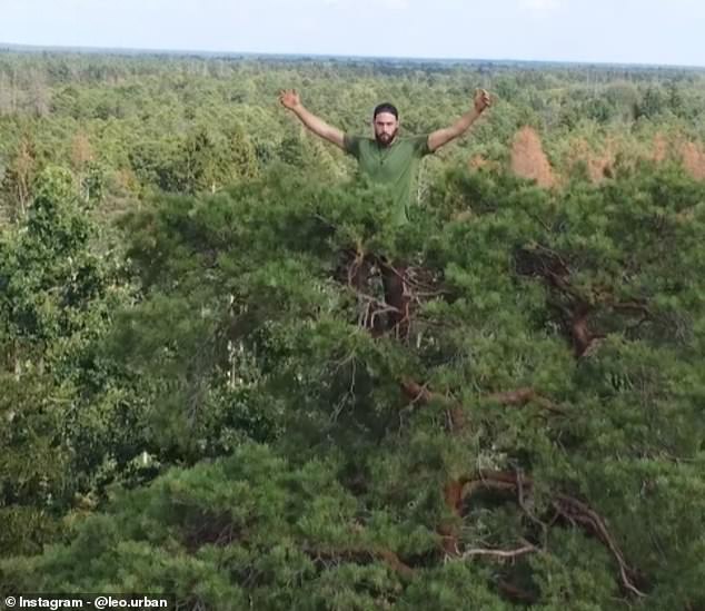 Meet the ‘real-life Tarzan’: Forest parkour athlete swings through jungles topless and races up 200ft trees – using his bare feet like hands
