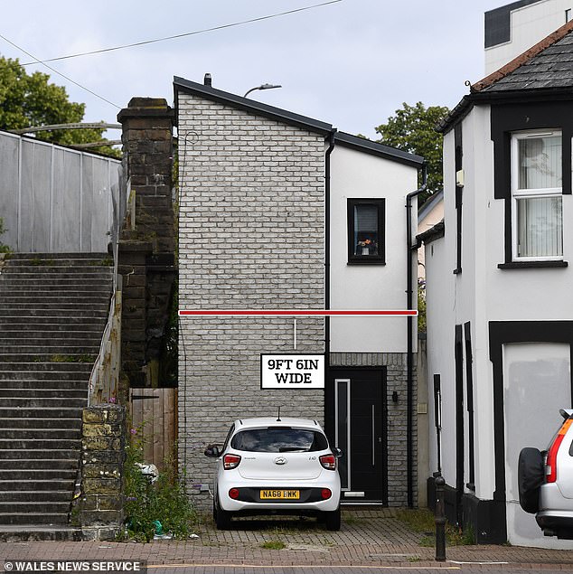 We live in one of Britain’s skinniest houses… and we love it! Couple say NINE FOOT wide home is so thin drivers can’t find it – but £200k property has a special feature