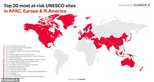 The UNESCO World Heritage Sites that could be wiped out by 2050 thanks to climate change: Scientists reveal the 50 landmarks most at risk – including four in the UK