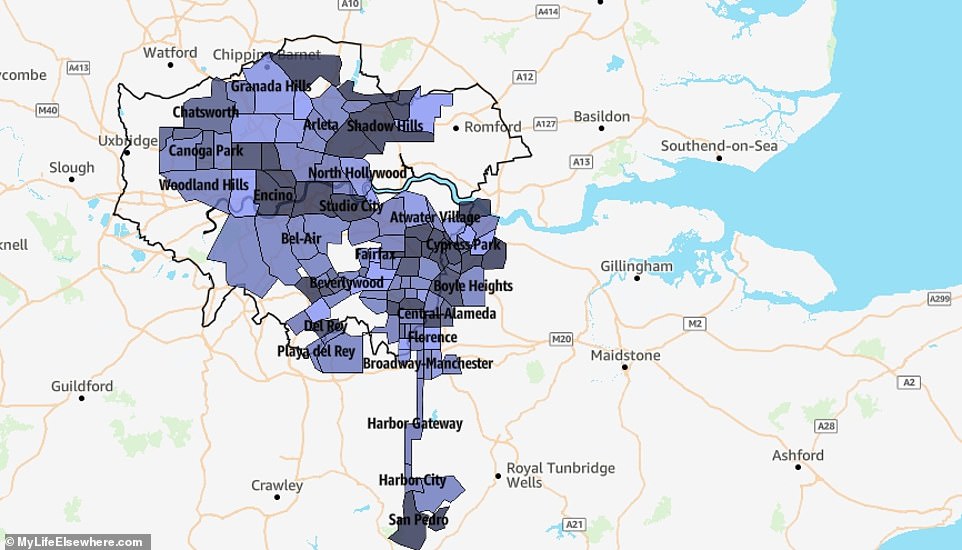 Fascinating size-comparison maps reveal how big cities REALLY are, with London TWICE the size of New York (and Paris is tiny when compared to both)